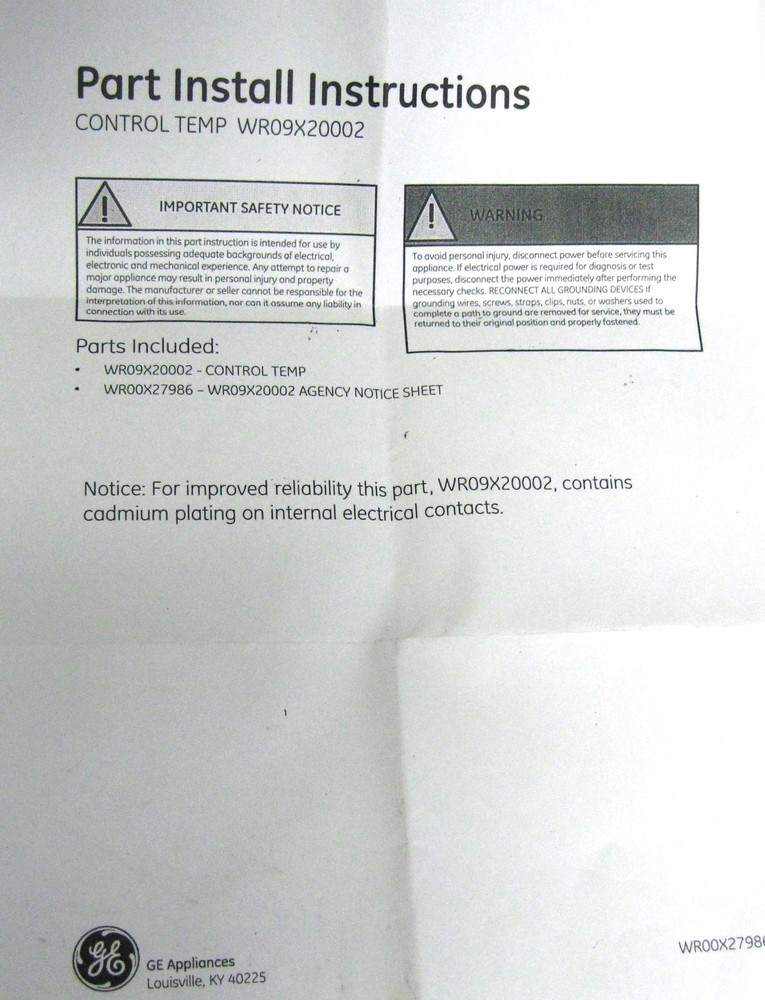 Choice Part WR09X20002CM for GE Refrigerator Temperature Thermostat Cold Control