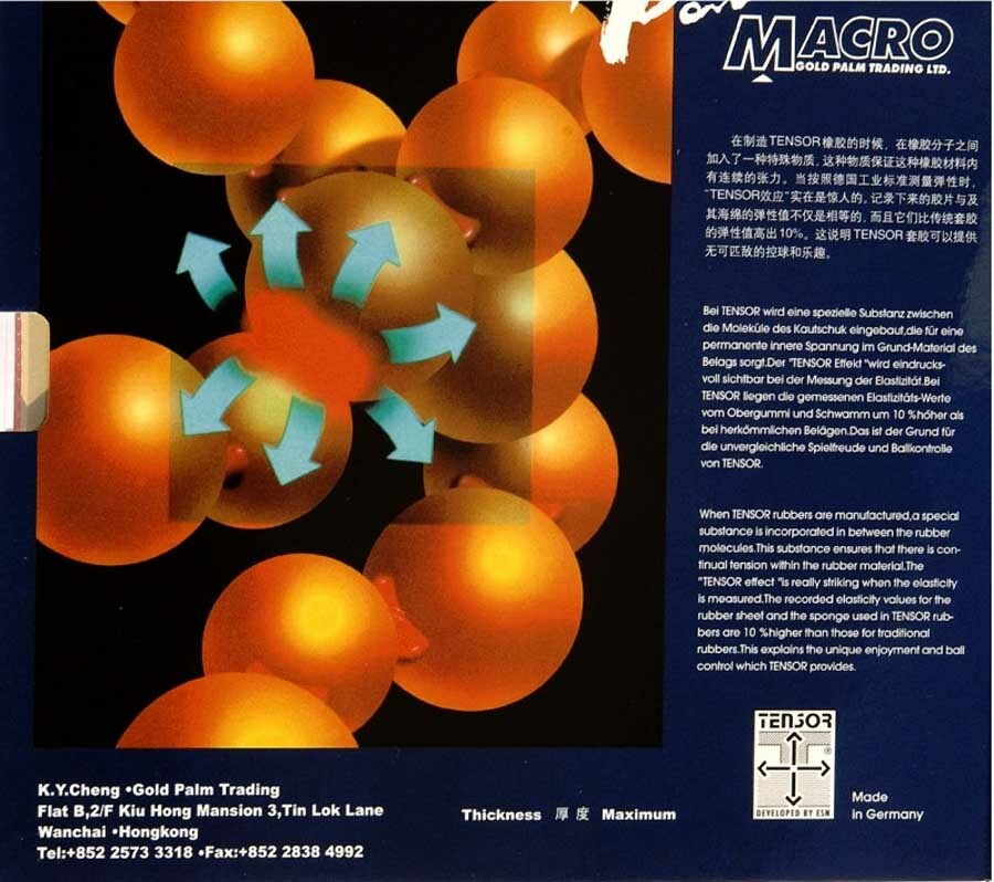 Genuine TENSOR, Palio Macro Pips-In Table Tennis Rubber/Sponge, NEW, USD