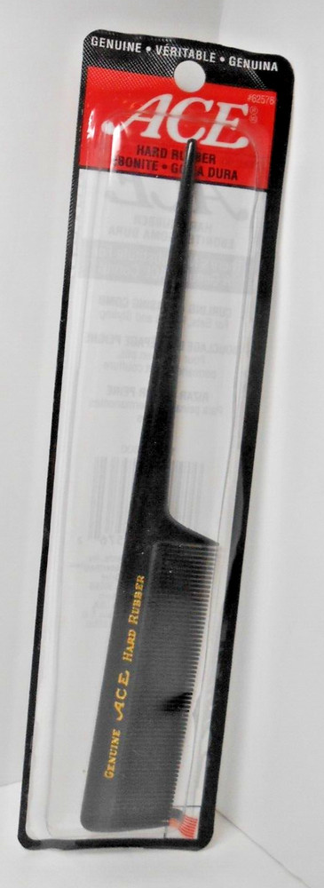 ACE Comb Hard Rubber NIP New Rat Tail Pointed End Curling and Teasing Comb