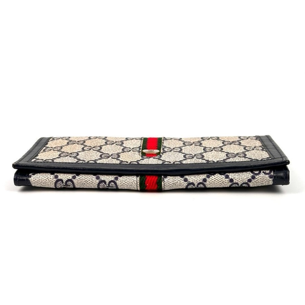 Gucci GG Pattern Sherry Line Long Wallet Navy