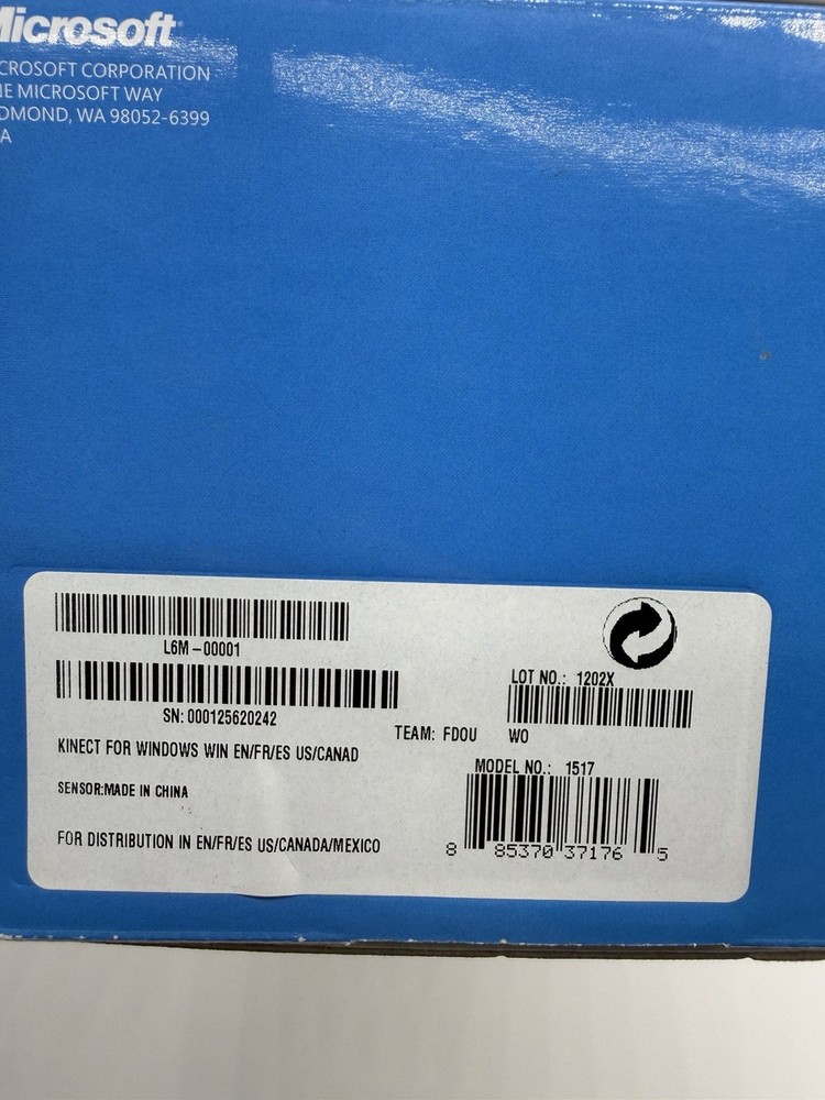 Microsoft Kinect for Windows PC Model 1517 With Original Box New Sealed