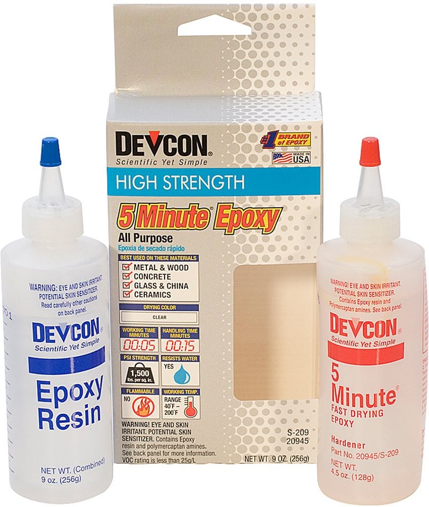 Devcon Epoxy, 5 Minute Epoxy, 4-1/2 Ounce Bottles, 2 Bottles | GLU-720.90