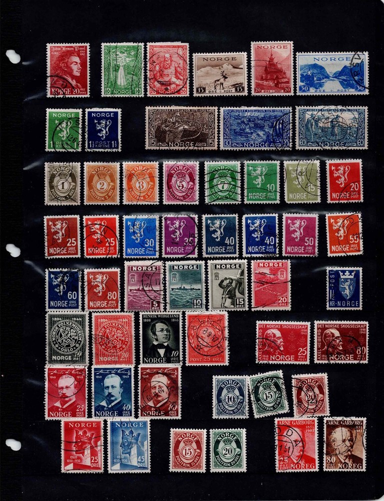 187 Different Stamps from Norway Mint Hinged and Used