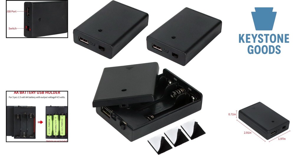 3-Pack USB Powered AA Battery Holder for LED Lights & Neon Signs