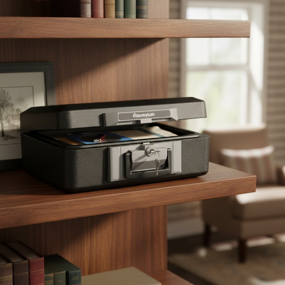 Durable Fireproof Safe Box with Key Lock for Money & Documents - 0.25 Cu Ft