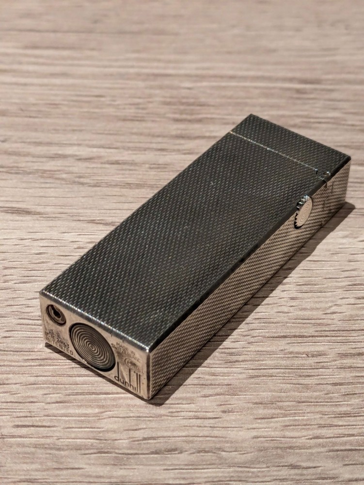 Dunhill Gas Lighter Diamond Pattern Silver Classic Made in Switzerland Used