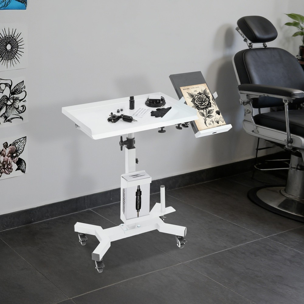 Versatile Rolling Tool Tray Cart Adjustable Tray Cart w/ Rotatable Table Station