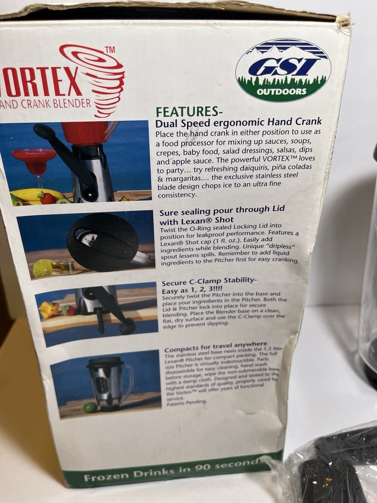 GSI Outdoors Vortex Hand-Cranked Two-Speed Camping Blender Food Processor *READ*