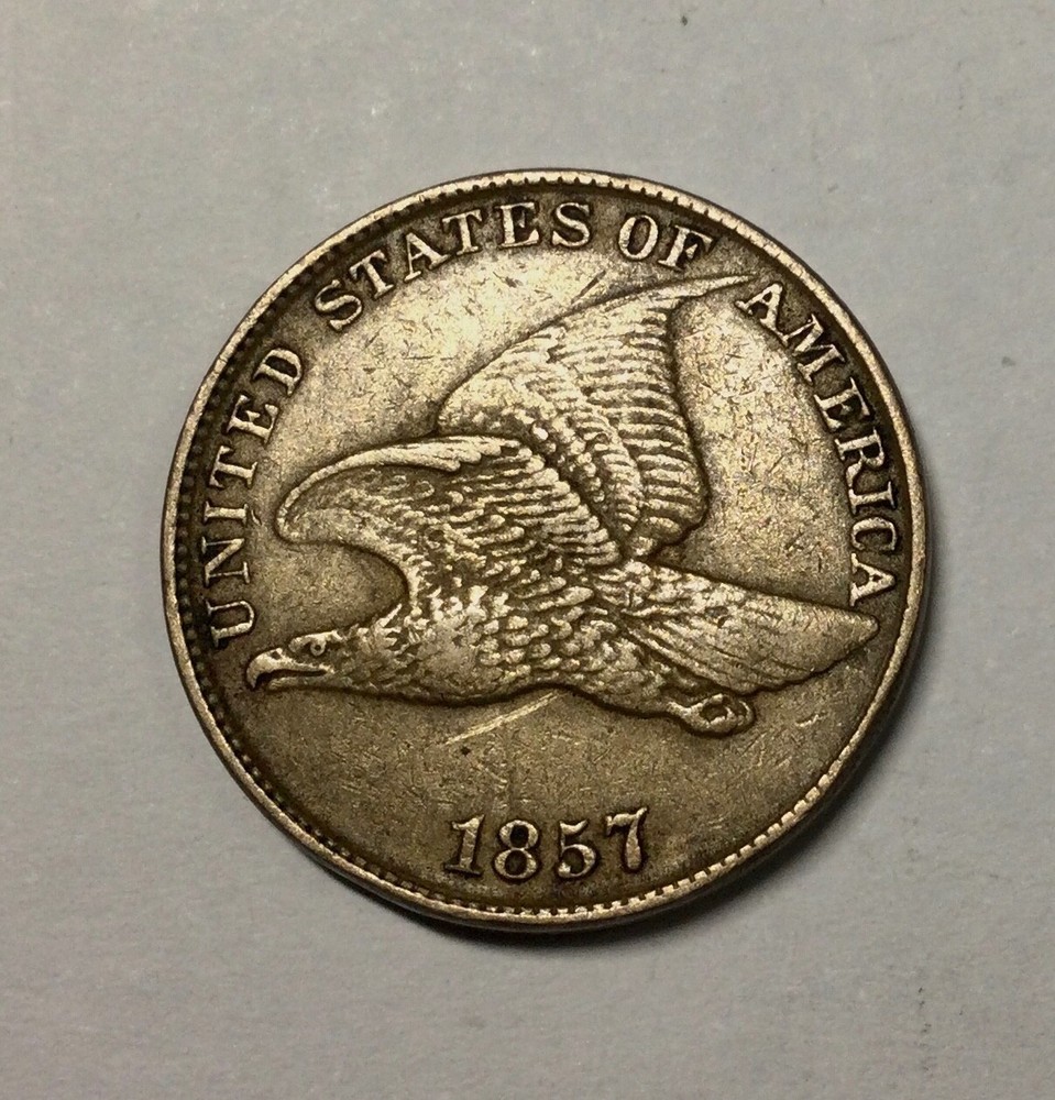 1857 USA Flying Eagle Cent Sharp Coin Nice Grade pleasing original