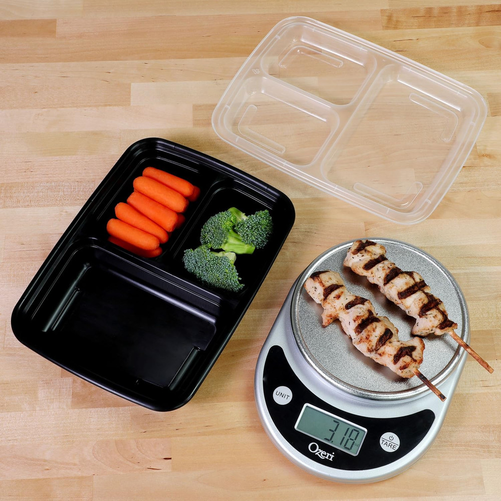 Meal Prep Containers [21 Pack] 3 Compartment with Lids, Storage Containers, Ben