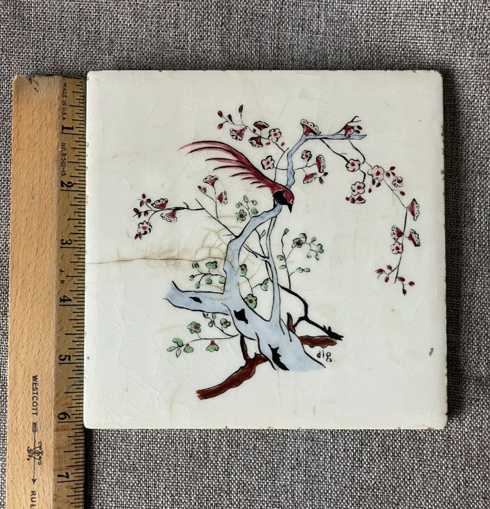 Vintage Studio Ceramic Tile 6" x 6" signed "dlg"