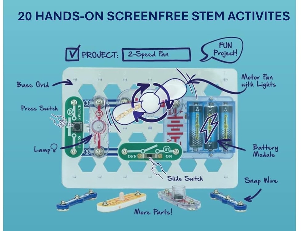 Interactive Beginner STEM Kit - Lighted Color-Changing Fan & More for Kids 5-9!