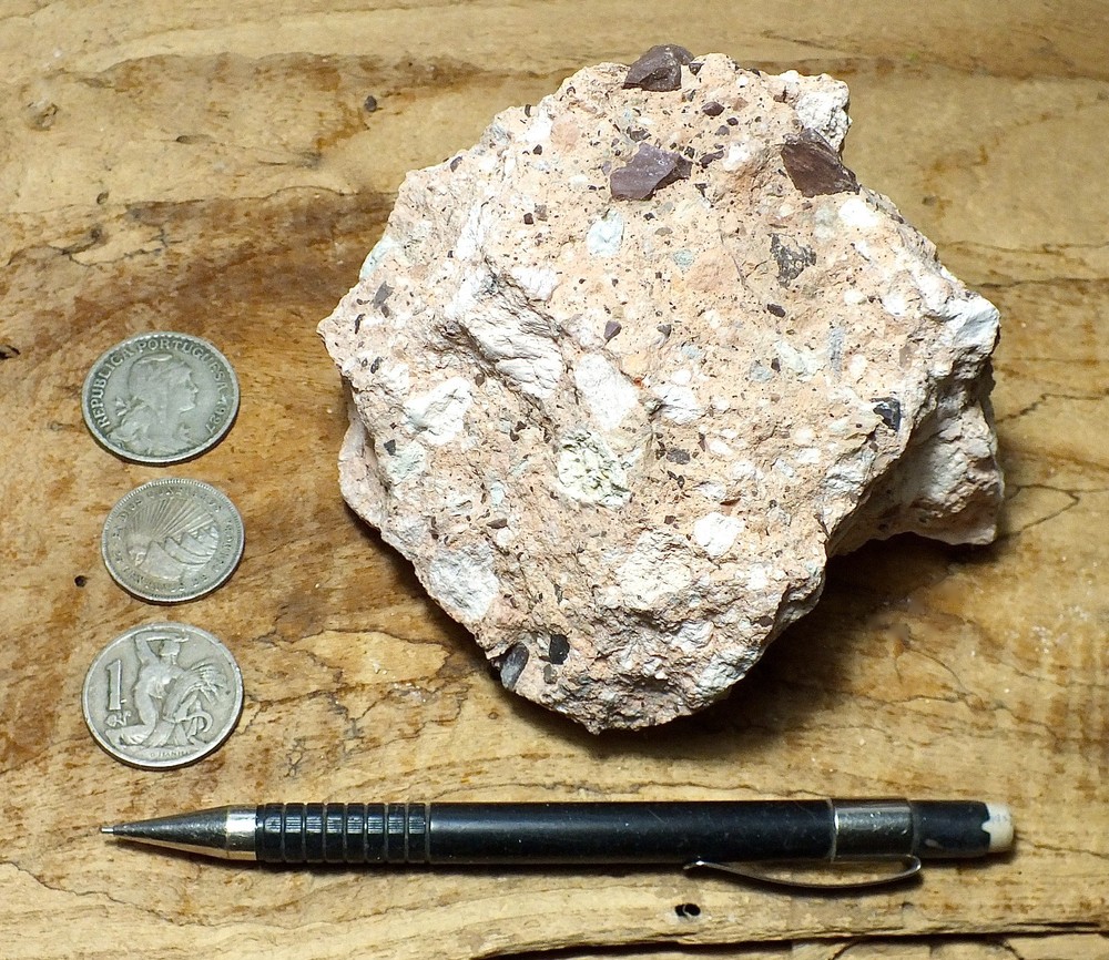 tuff breccia - welded volcanic ash with angular clasts - hand/display specimen