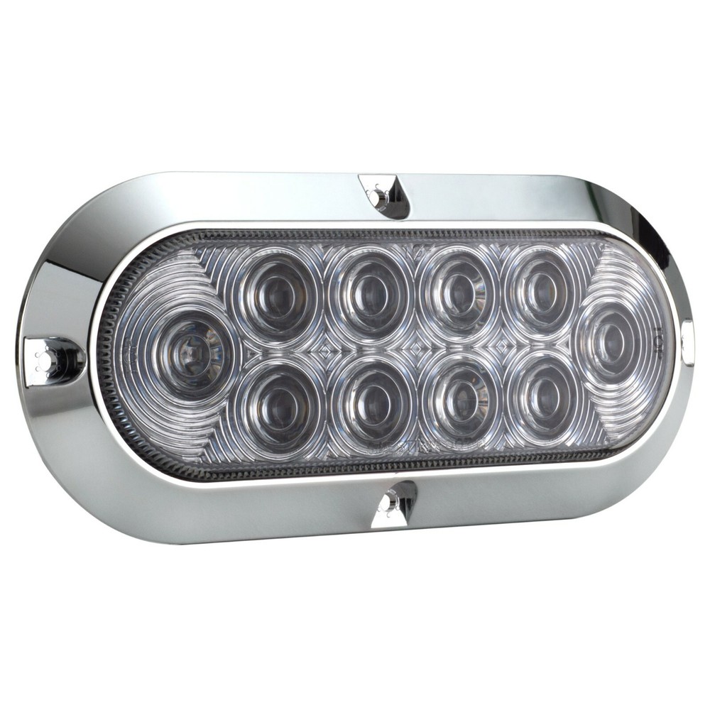 6" Clear Amber Led Oval Surface Mount Stop Tail Turn Chrome DOT Semi 2-Pack