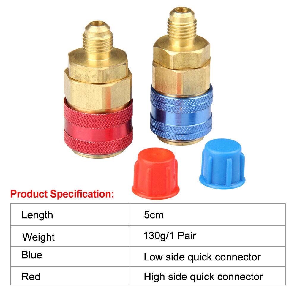 A/C Quick Coupler Adapter Adjustable High Low Side AC HVAC Freon Conversion Kit