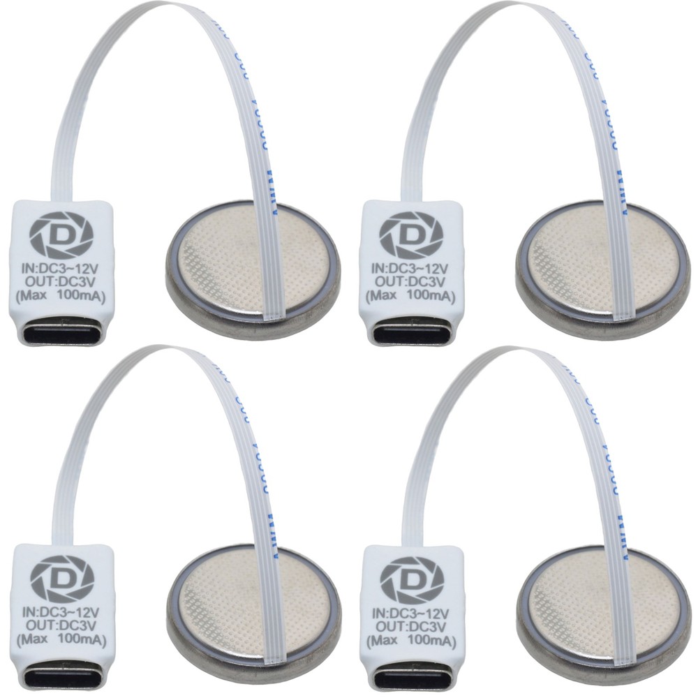 4pcs USB TYPE-C to CR2032 dummy battery adapter converter 3-12V input FFC cable