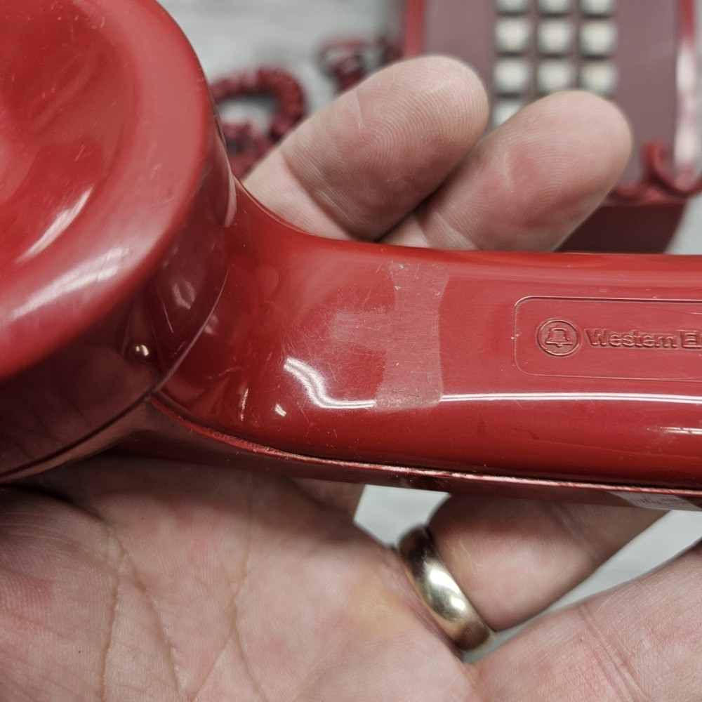 Western Electric Red Desk Table Top Touch Tone Dial Push Button Phone UNTESTED