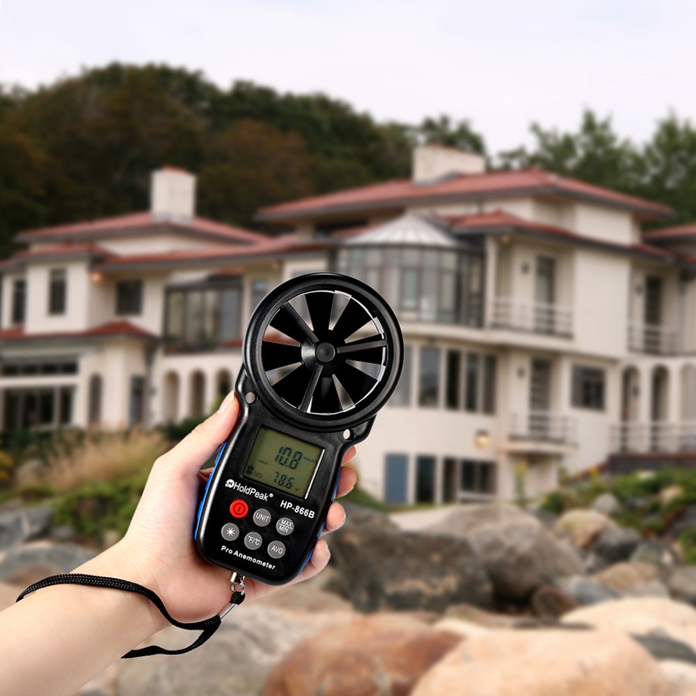 Portable Digital Anemometer Wind Velocity Temp Tester LCD S6H8