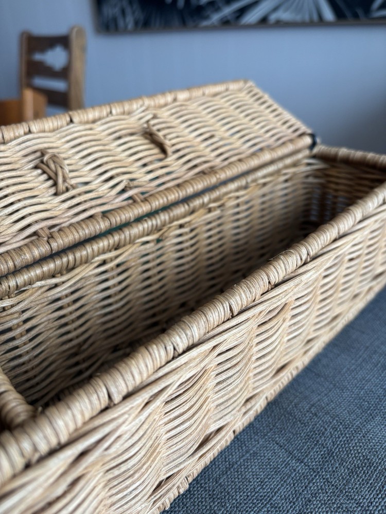 Basket Woven Rectangular Lidded 12x3 Inches