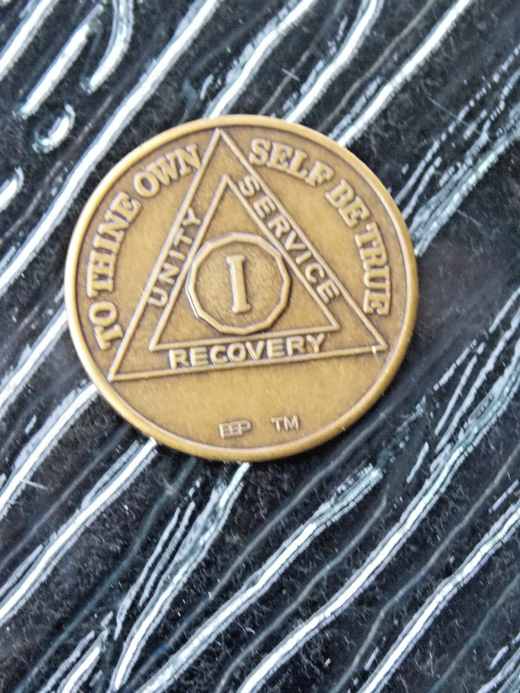 Alcoholics Anonymous 1 Year AA Medallion Chip Coin Token,