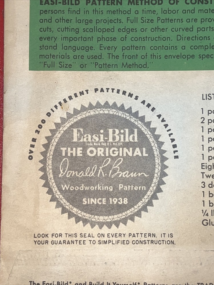 Easi-Bild Pattern #137 Modern Dining Table 1950