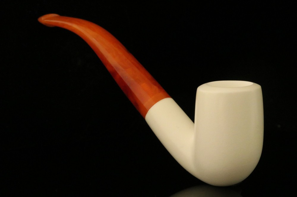 Bent Billiard Block Meerschaum Pipe with fitted case M1790