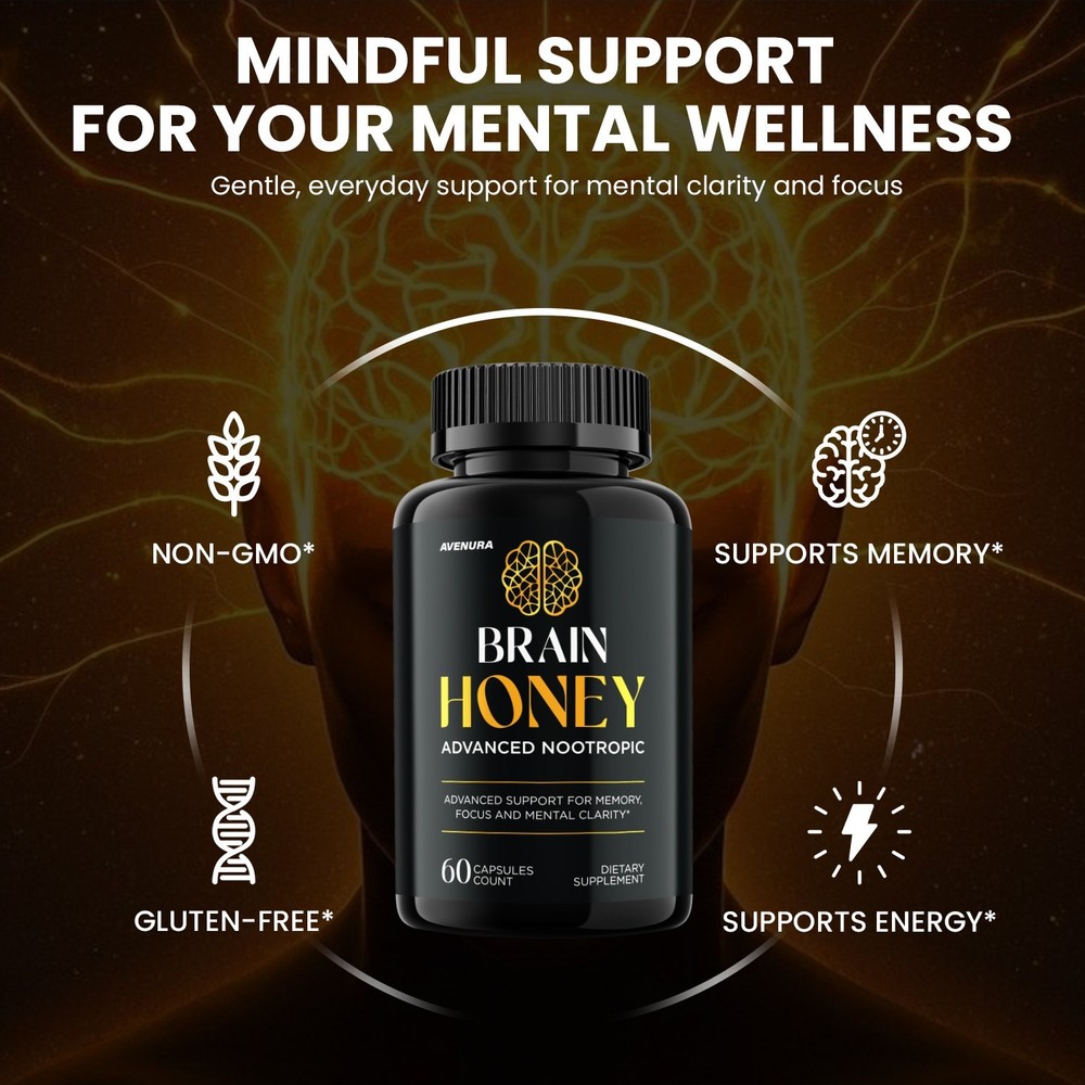 (3 Pack) Brain Honey Capsules - Advanced Formula Supplement Brain Health Support
