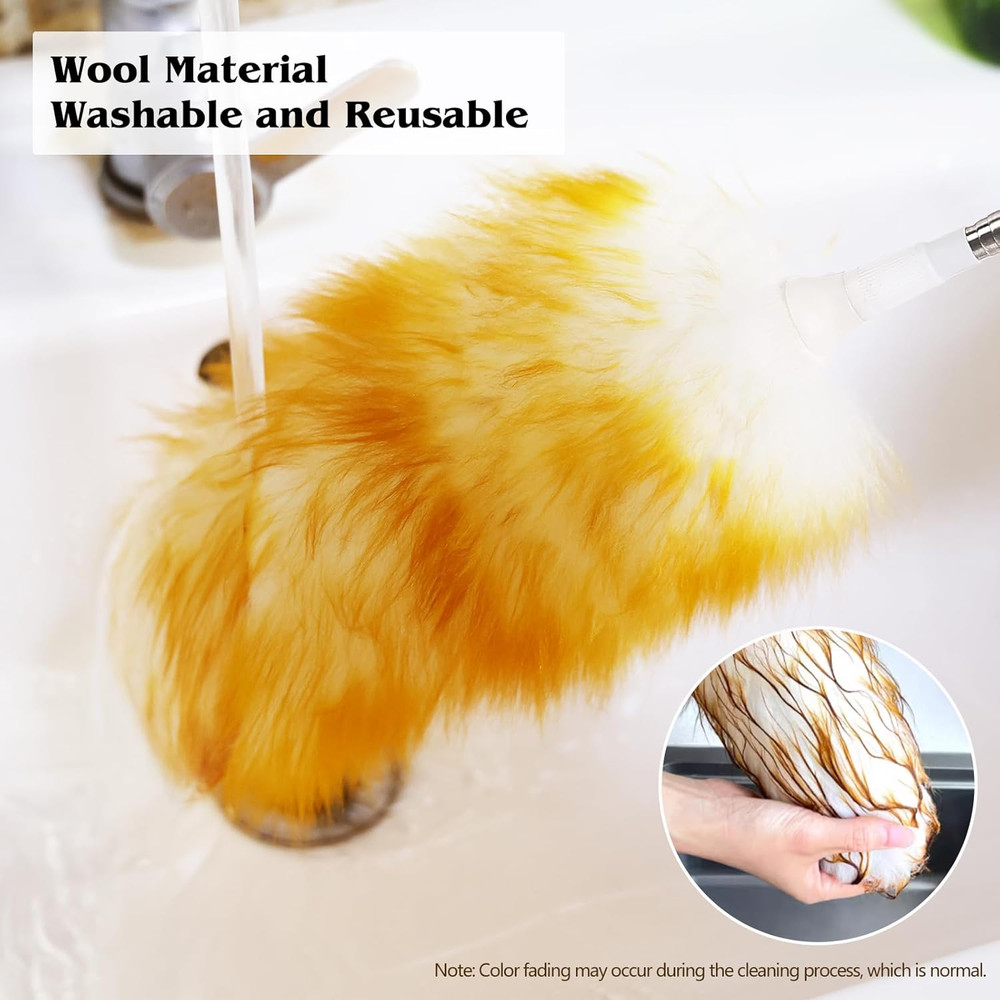 Lambswool Extendable Duster 29-110 Inch, Anti-Static Flexible Head, Stainless St