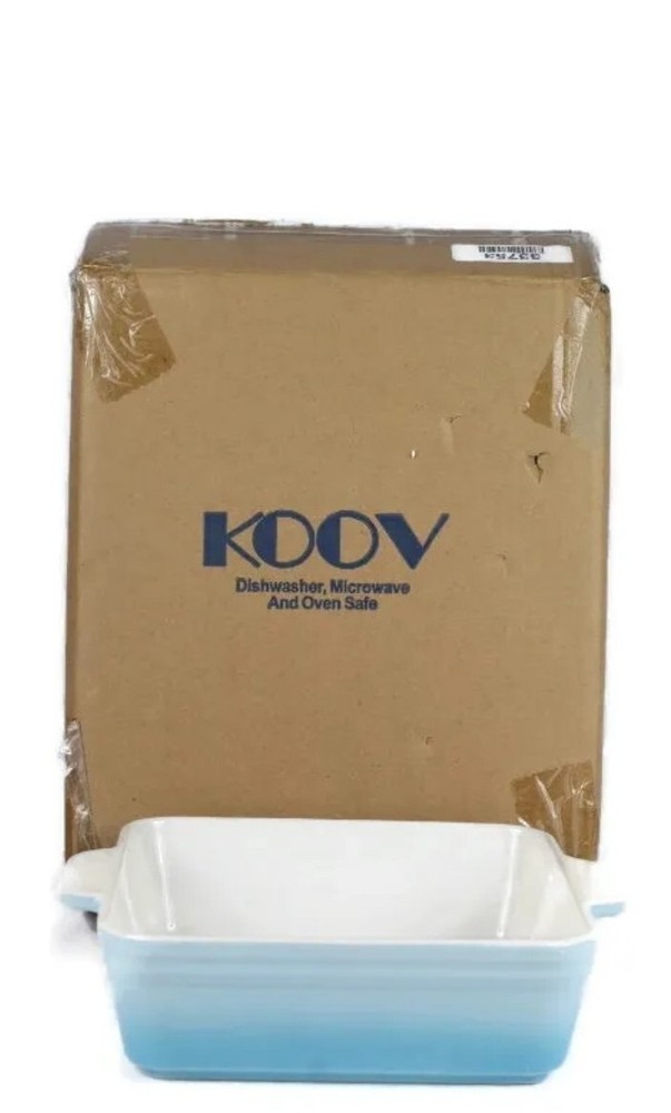 Koov Blue Square Ceramic Bakeware Baking Dish Casserole Lasagna Pan 9"