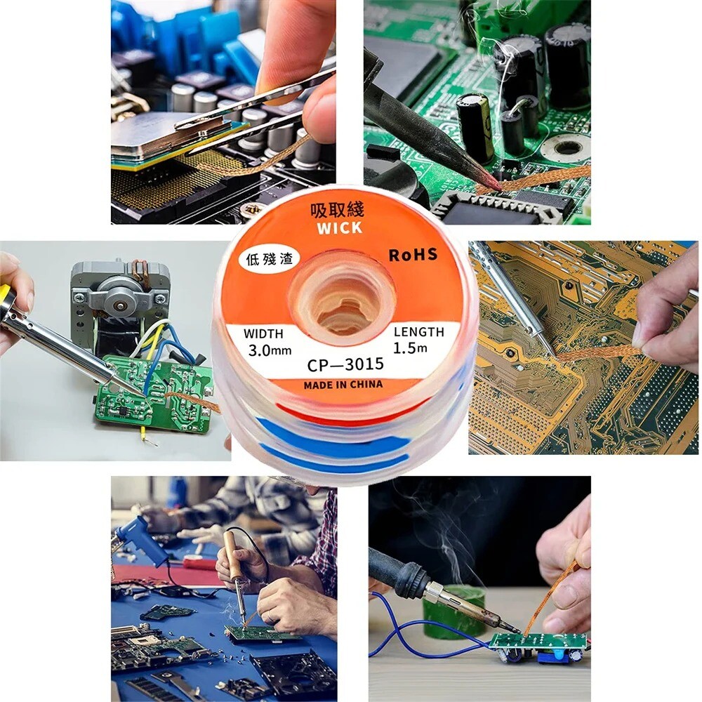 Solder Removal Braid Desoldering Wire Mesh Braid Tape Copper Braid for Soldering