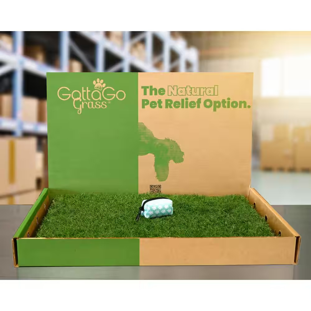 Gotta Go Grass Potty Pad Refill plus Waste Bag Dispenser (2-Pack )