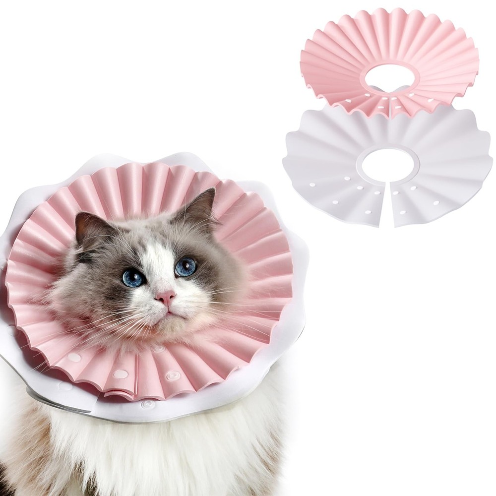 2 Pieces Soft Cat Cone Collar– Adjustable Lightweight Recovery E-Collar to St...