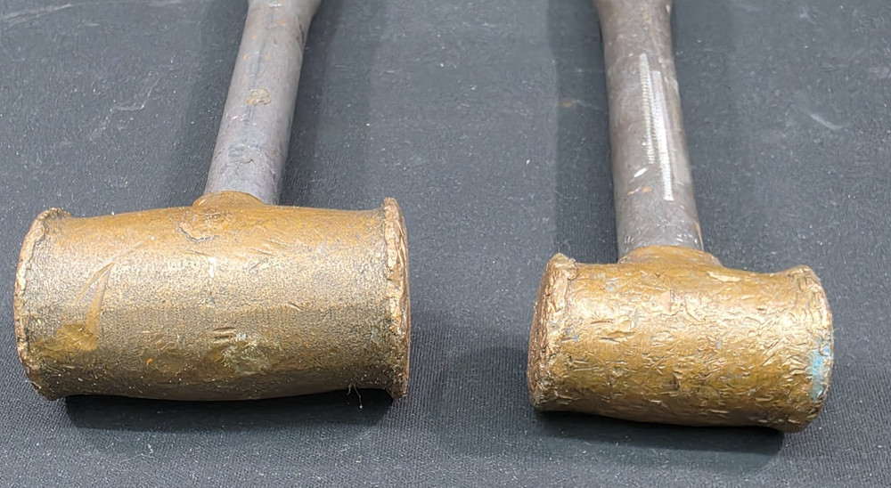 2x Hackett Brass Head Hammer No. 1.5 & 3 Metal handle