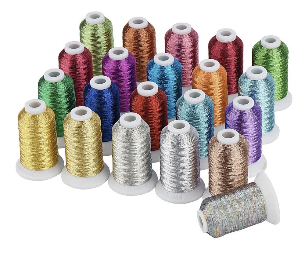 Simthread Metallic Embroidery Thread - 21 Spools Assorted Colors