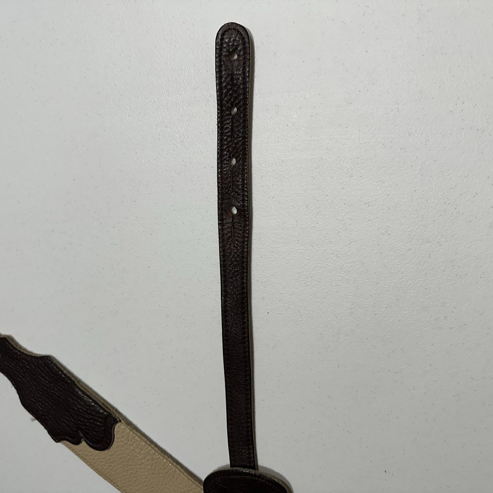 Franklin Light Brown Leather Guitar Strap 55" Padded Adjustable Suede Lined 2.5"