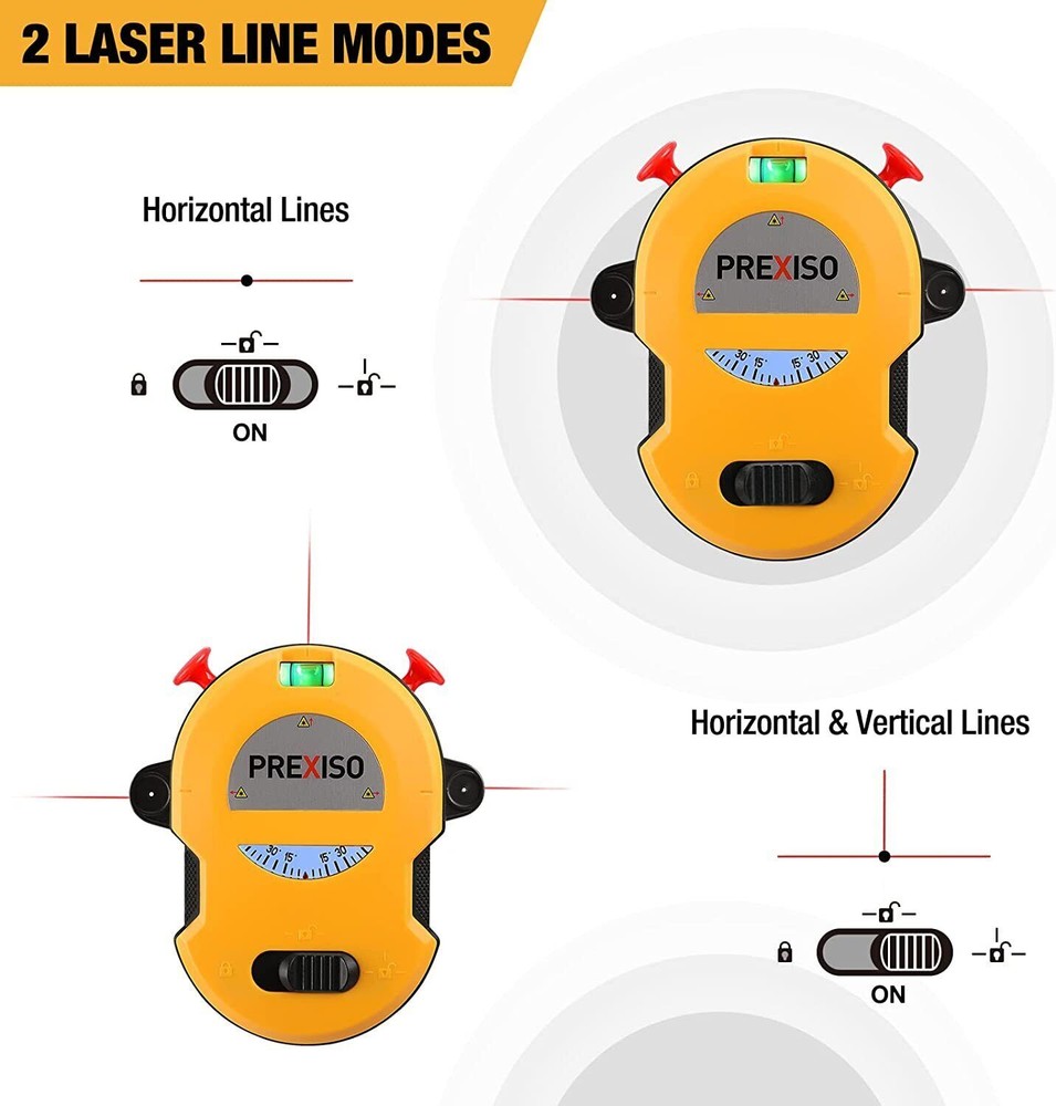 Multi Surface Laser Level LED Light Vial 30Ft Horizontal Vertical Line Laser NEW