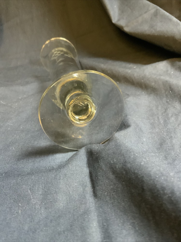 Clear Glass Bud Vase Etched Design 8”