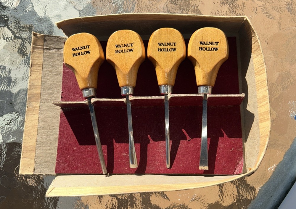 4 Piece Wood Carving Tools Gouges, Chisel, Parting Tool By Walnut Hollow USA