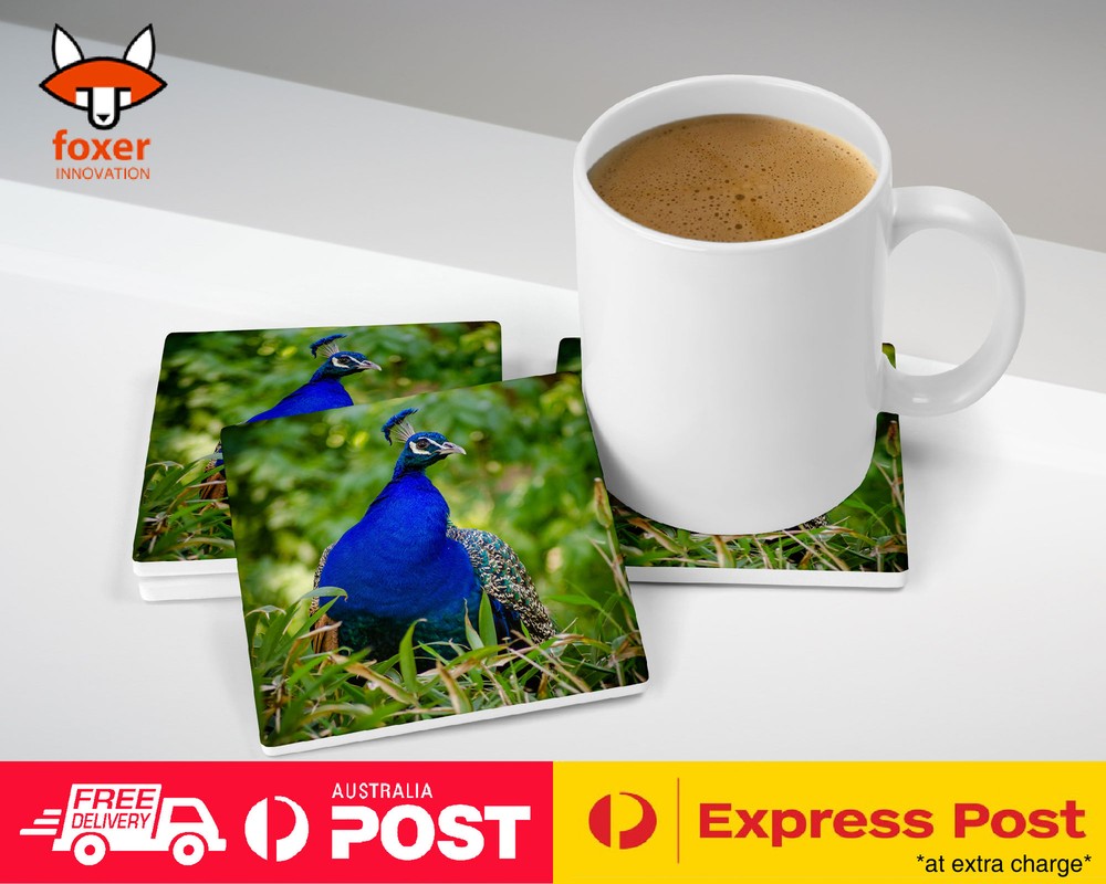 COASTER COFFEE DRINKING MAT|BEAUTIFUL PEACOCK BIRD #12
