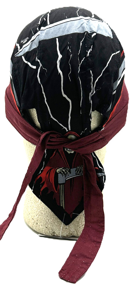 Grim Reaper Deluxe Headwrap Doo Rag Skull Cap with Sweatband