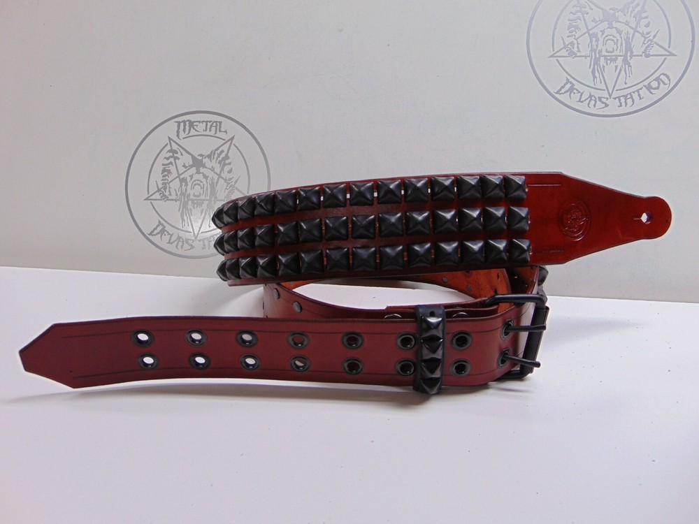 LEATHER BLACK STUDDED GUITAR STRAP (MDLS0251) DIMEBAG