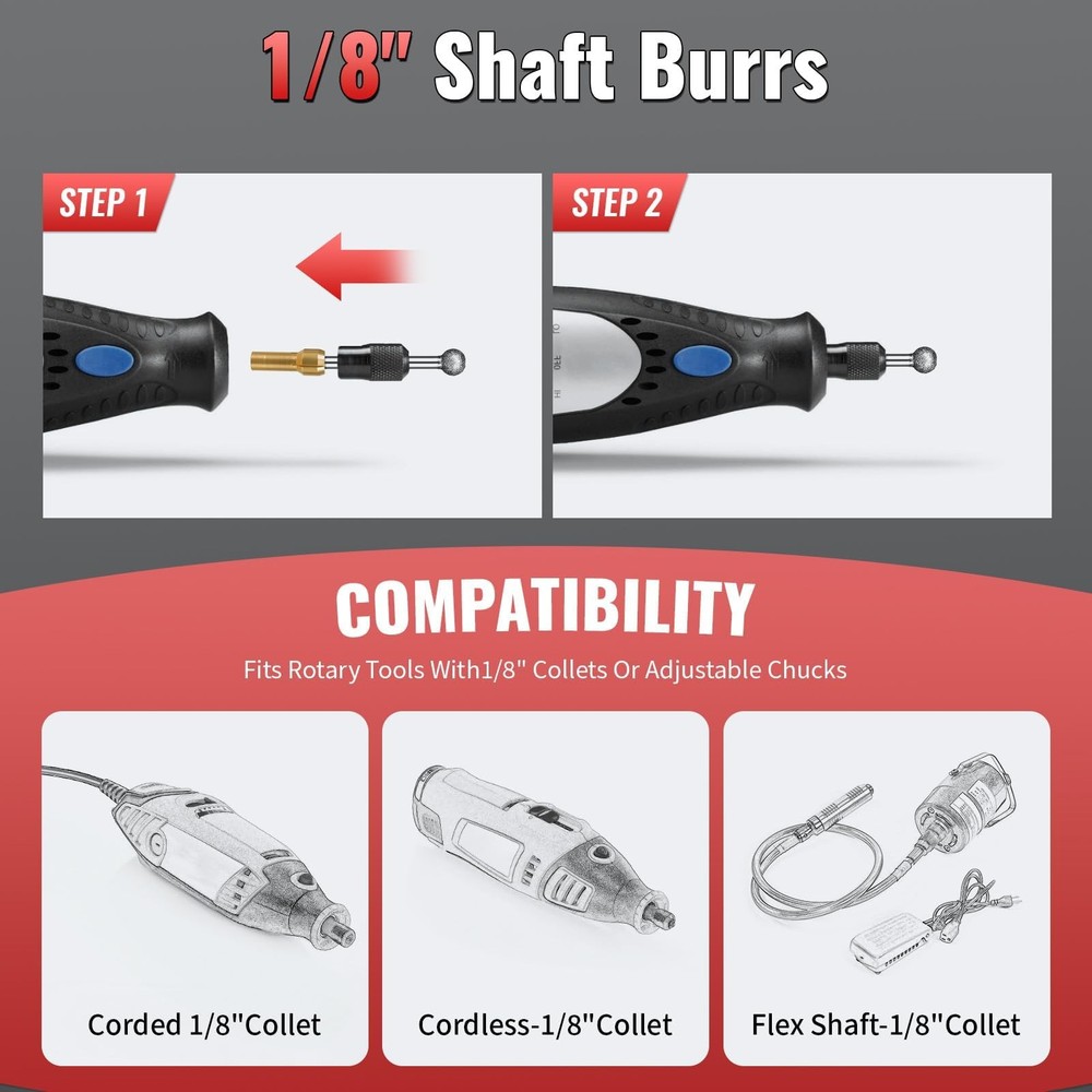 20 Pcs Diamond Grinding Bit Set Diamond Burr Bits for Dremel Rotary Tool