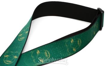 Levy's MPD2 Polyester Guitar Strap - Green & Mustard Skulls