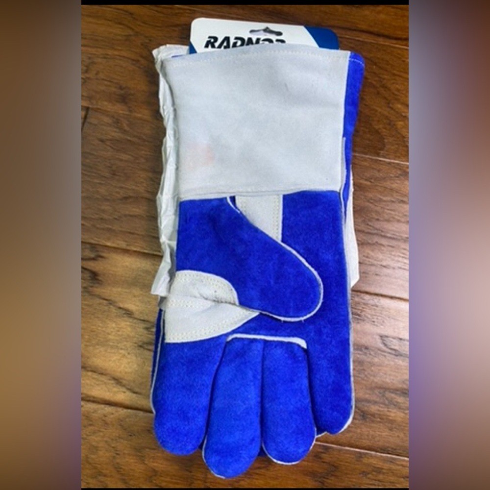 RADNOR Large 14" Split Cowhide Cotton/Foam Lined Multi Purpose Welders Gloves