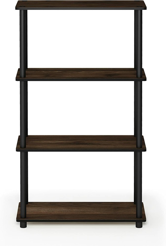 Walnut Black 4 Tier Display Rack Shelf Bookcase Storage Organizer Multipurpose