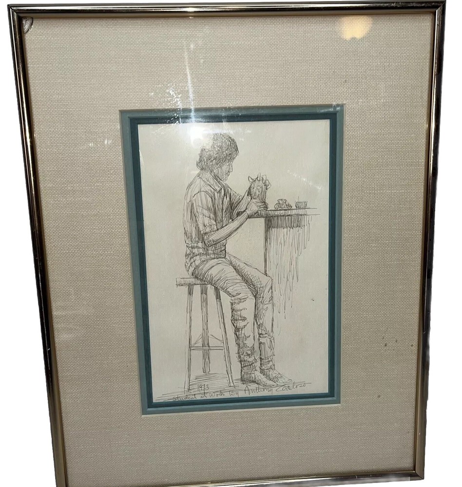 Anthony Cardoso Drawing 1973 Framed Signed Rare Original