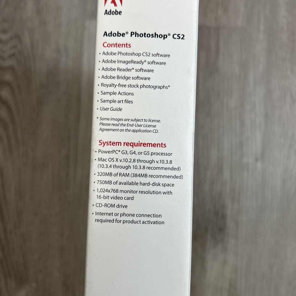 Adobe PhotoShop CS2 Upgrade Mac OS w/ Training Video & User Guide Mint Discs