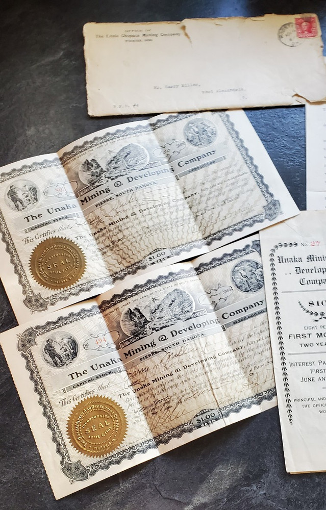 UNAKA Mining Co Stock Certificates+other