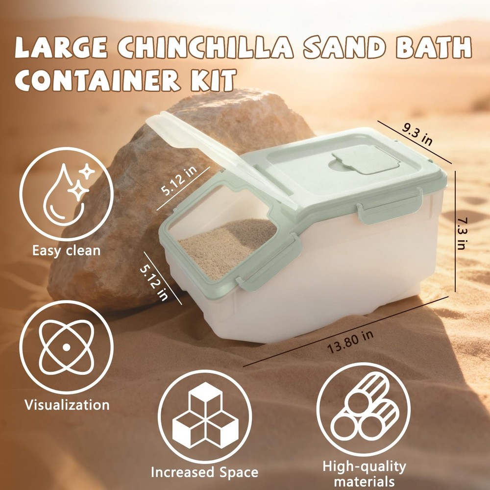 Extra Large Chinchilla Sand Bath Container Kit, Plastic Chinchilla Dust Bath ...