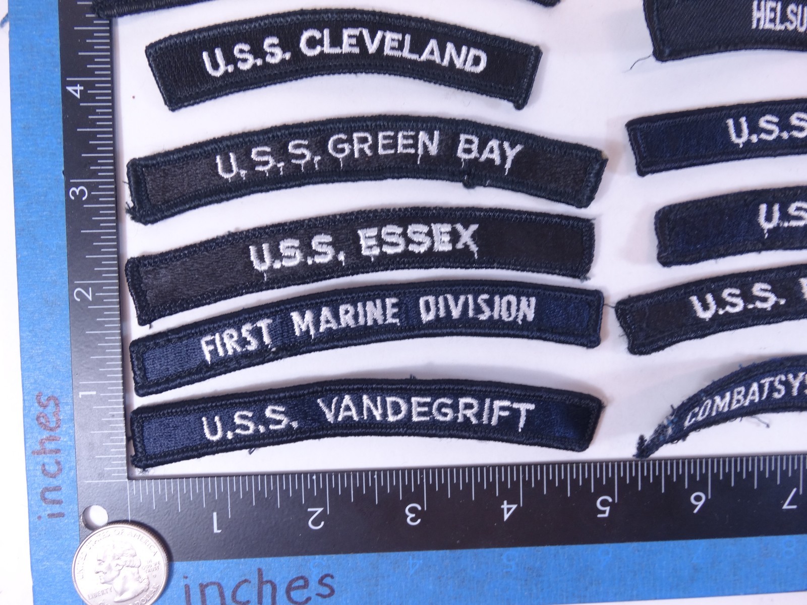 Lot of 28 - US NAVY SHOULDER STRIP TAB Rocker Patches USS Military USA America